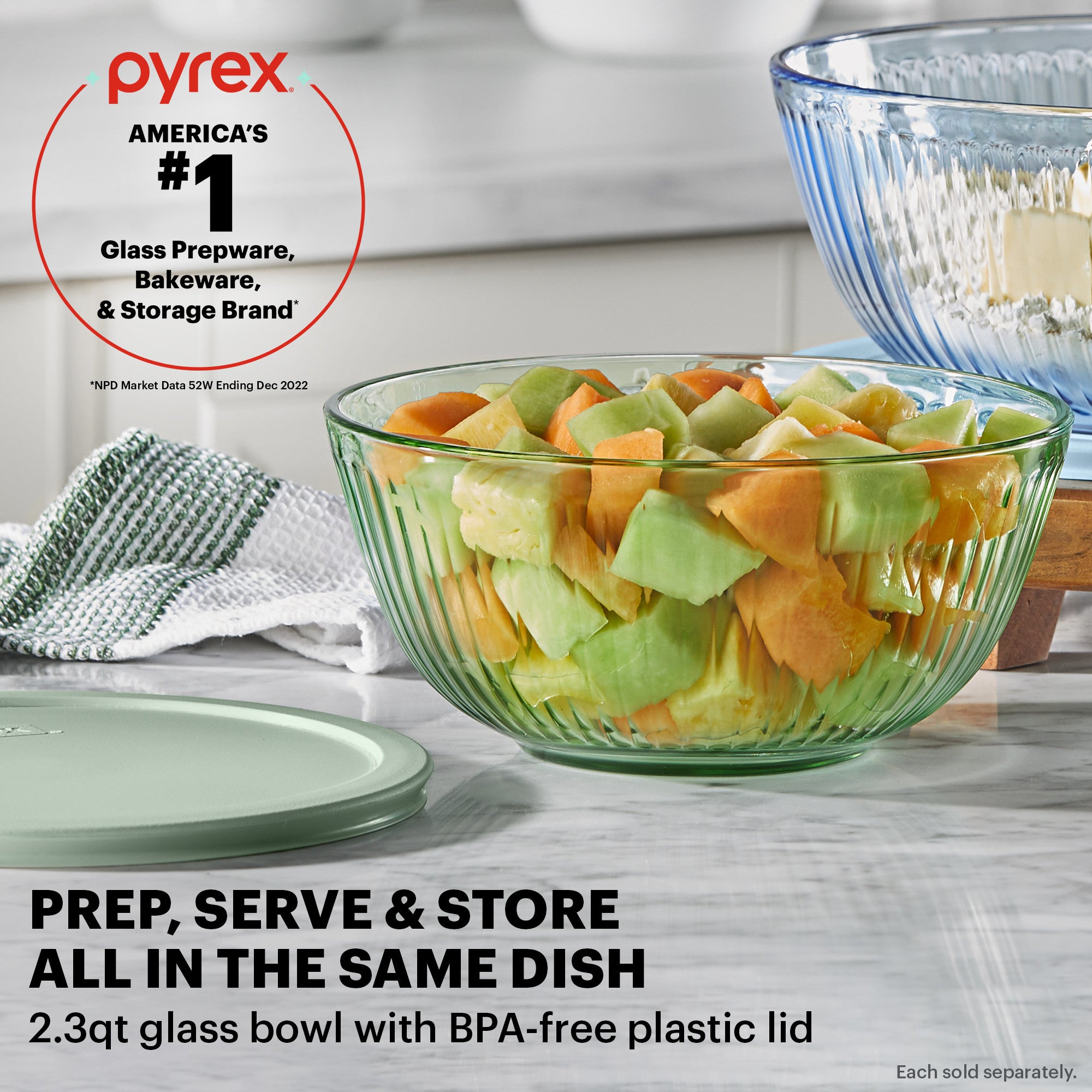 Pyrex® Color Sculptured Green Bowl 2.3L