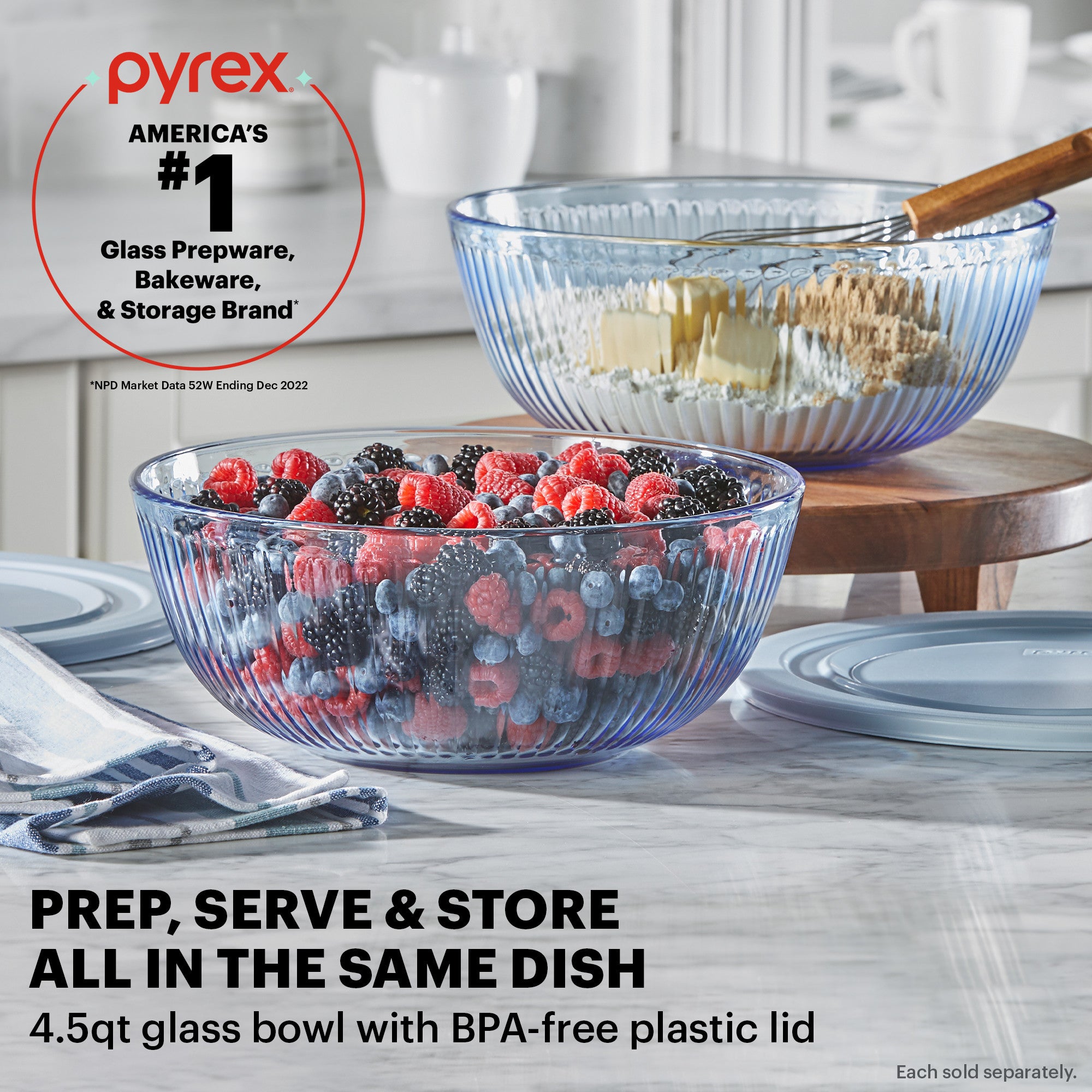 Pyrex® Color Sculptured Blue Bowl 4.5L